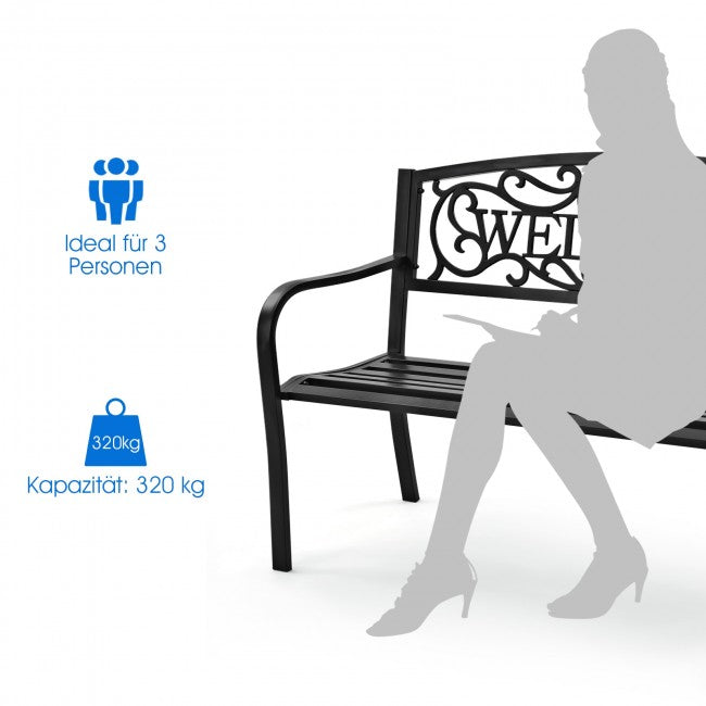 SUGIFT Garden Bench with Elegant Bronze Finish and Durable Metal Frame,Black