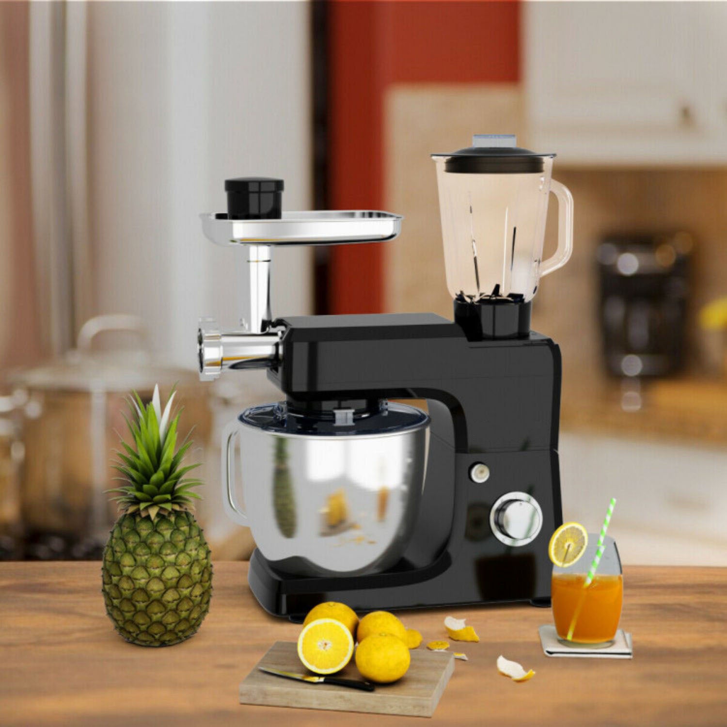 SUGIFT 3-in-1 Multi-functional 6-speed Tilt-head Food Stand Mixer-Black