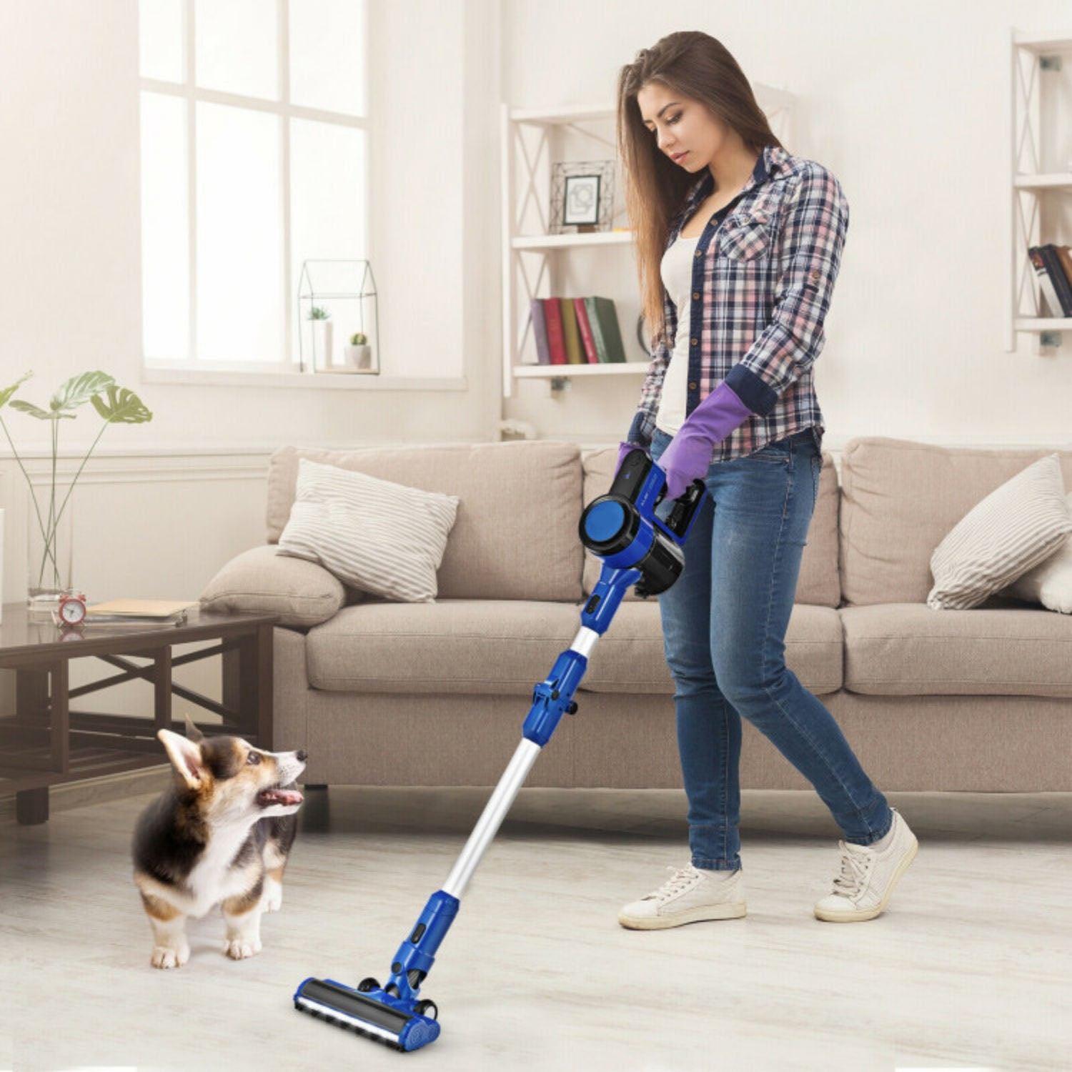 SUGIFT 3-in-1 Handheld Cordless Stick Vacuum Cleaner with 6-cell Lithium Battery-Blue