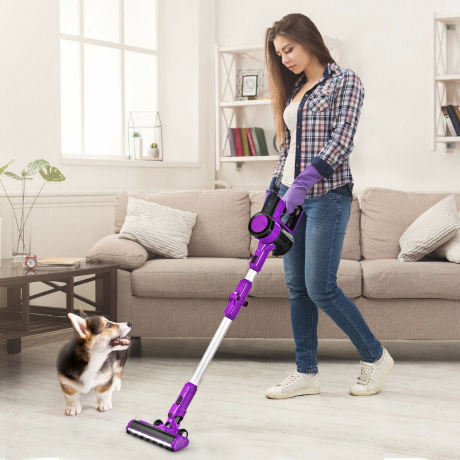 SUGIFT 3-in-1 Handheld Cordless Stick Vacuum Cleaner with 6-cell Lithium Battery-Purple