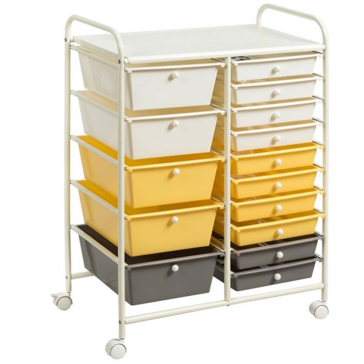 SUGIFT 15-Drawer Storage Rolling Organizer Cart-Yellow