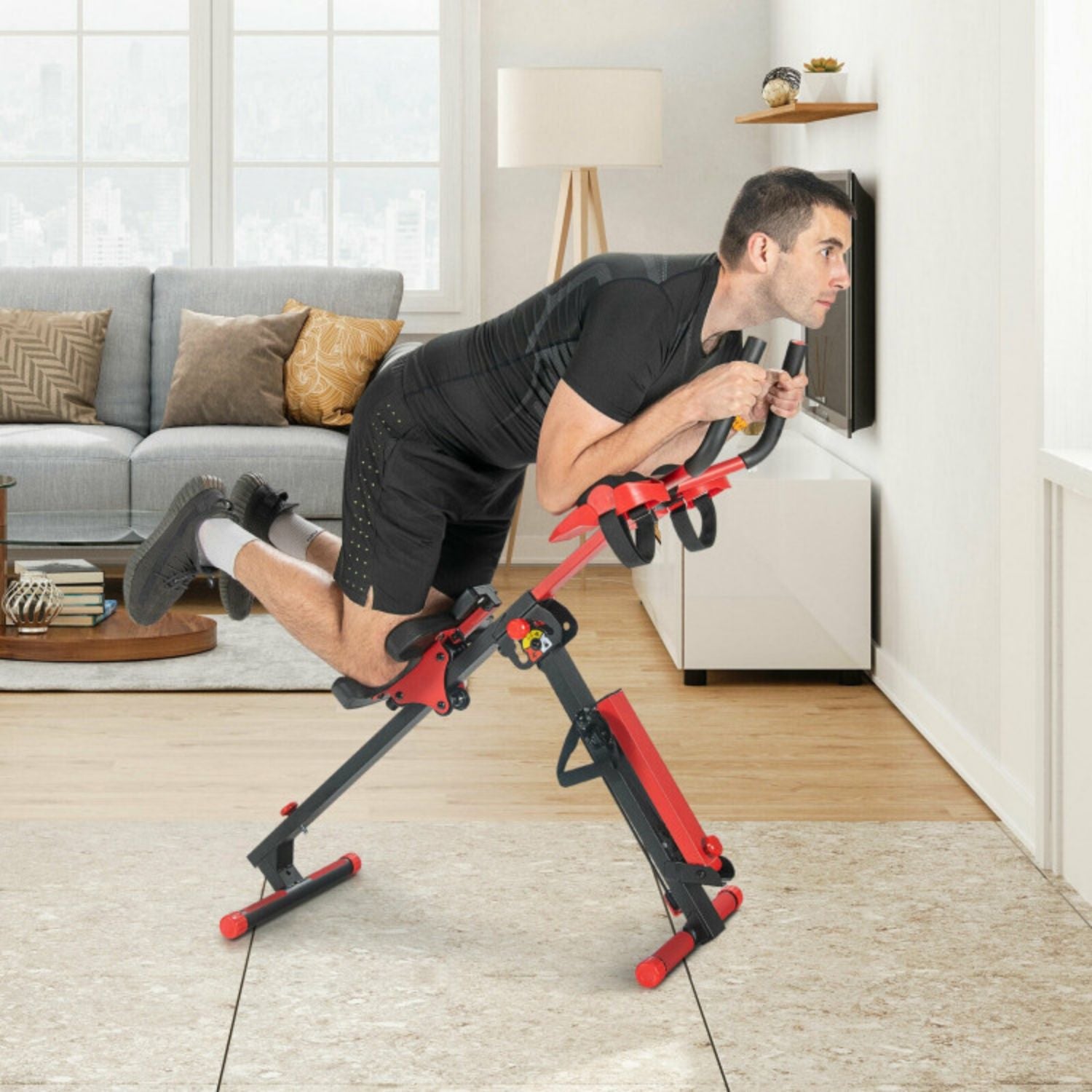 SUGIFT 4-in-1 Folding Rowing Machine with Control Panel for Home Gym