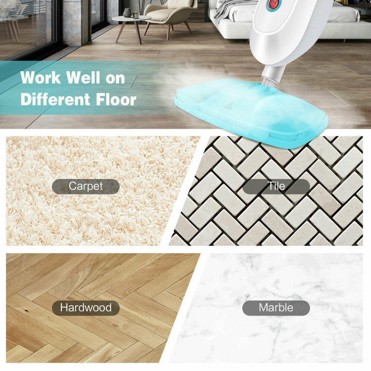 SUGIFT 1100 W Electric Steam Mop with Water Tank for Carpet Turquoise