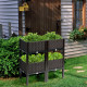 16 in. x 16 in. x 17.5 in. Plastic Elevated Flower Vegetable Herb Grow Planter Box in Brown (Set of 4)
