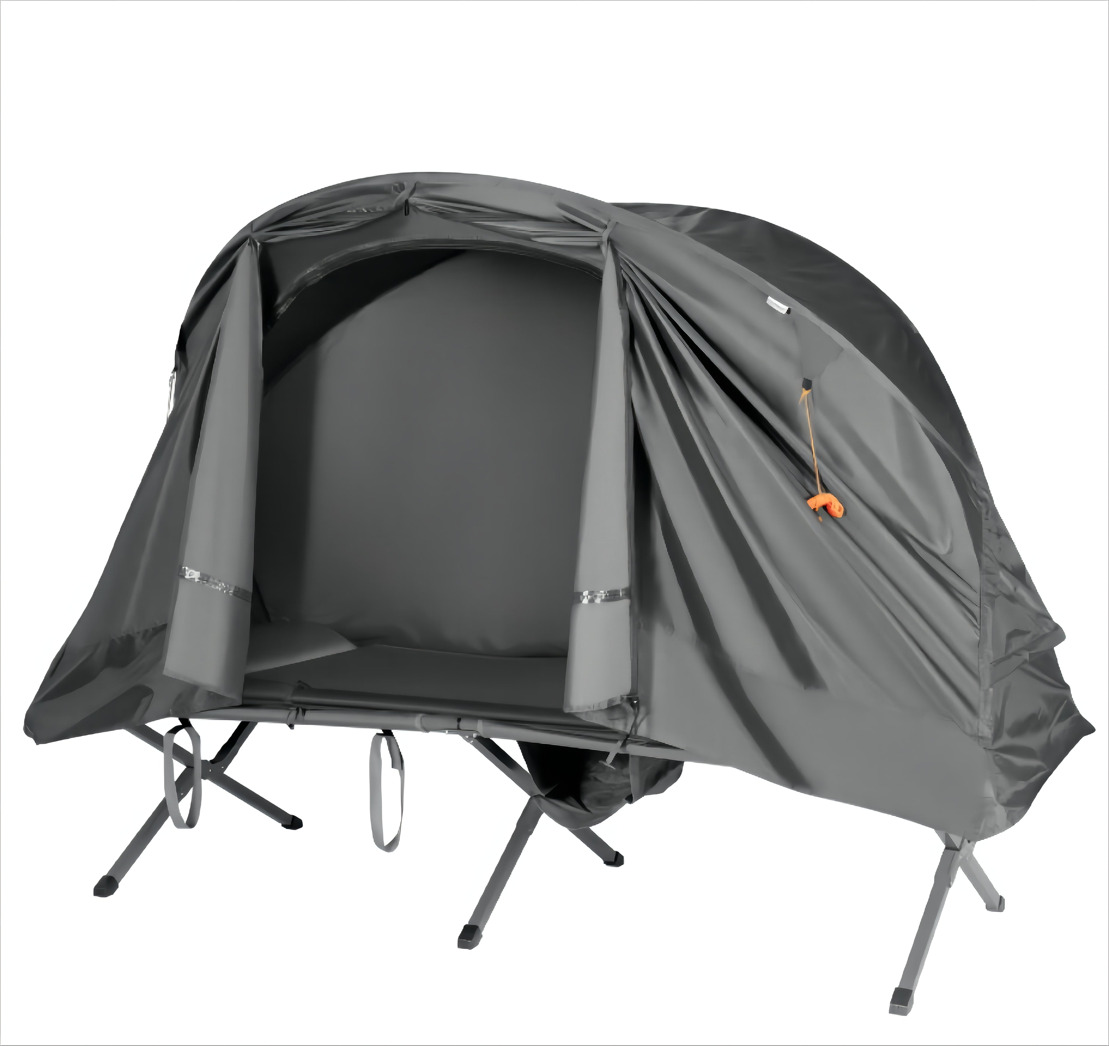 1-Person Gray Outdoor Folding Camping Tent Cot Elevated Compact Tent with External Cover