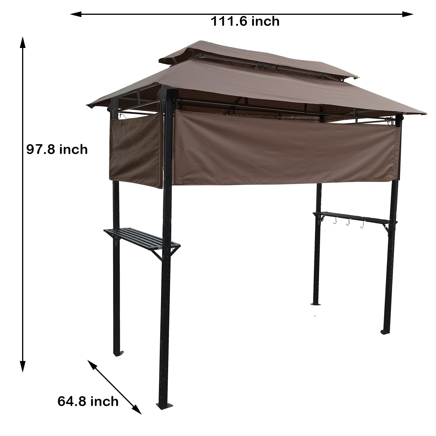 Outdoor Grill Gazebo Shelter Tent with hook and Bar Counters Brown