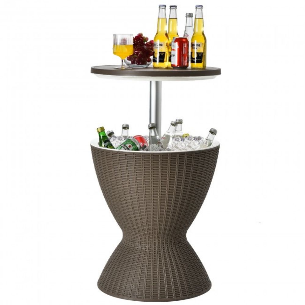3-in-1 8 Gal. Patio Ice Cooler Bucket Cool Bar Side Table with Adjust Ice Bucket