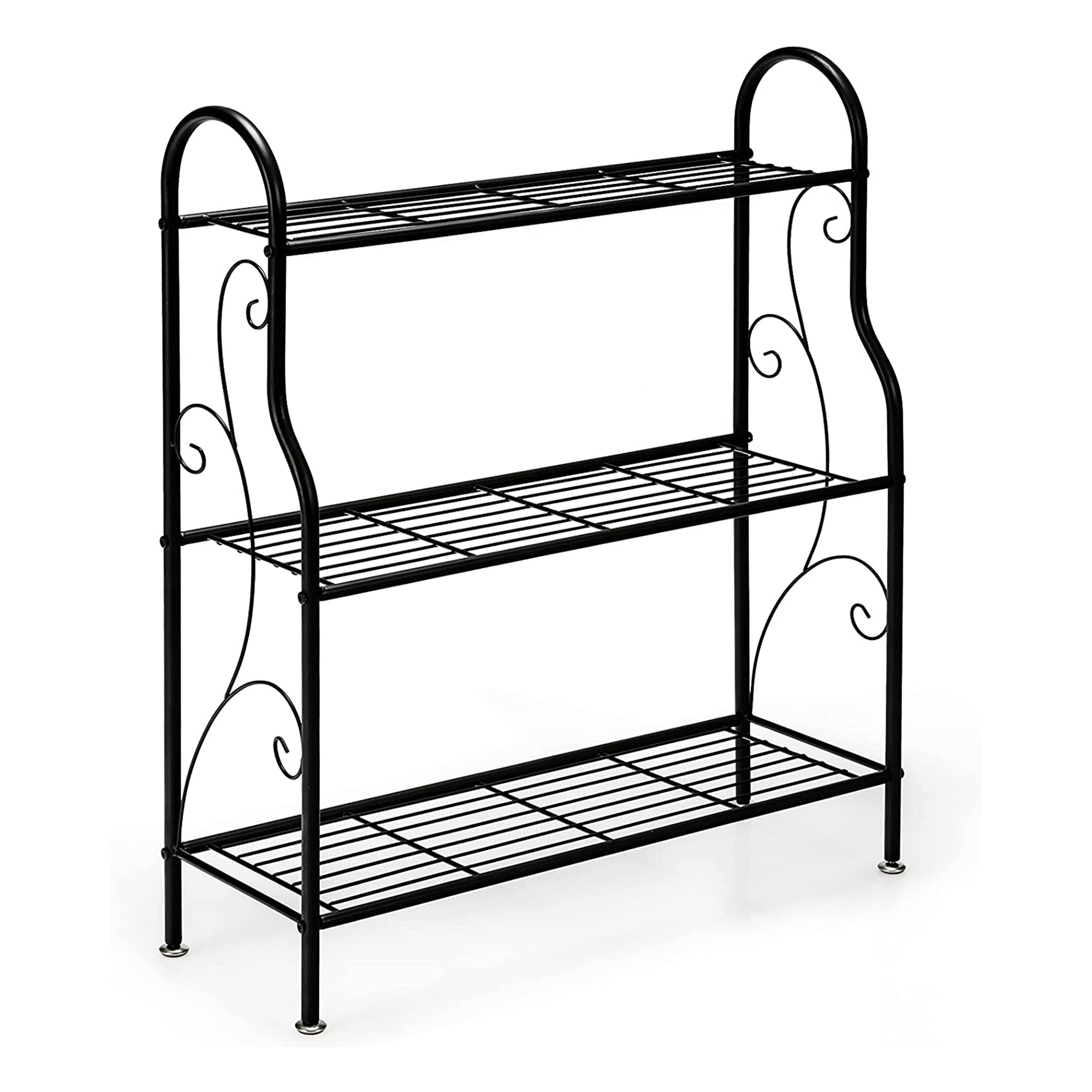 Black Indoor/Outdoor Scrollwork Designed Steel Plant Stand (3-Tier)