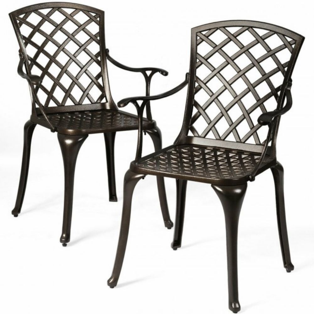 Outdoor Aluminum Dining Set of Patio Bistro Chairs (2-Pack)
