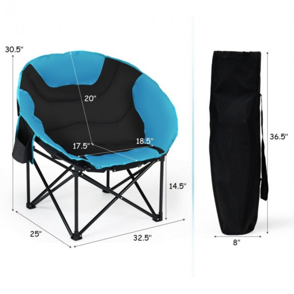 Folding Moon Steel Camping Patio Chair with Carrying Bag