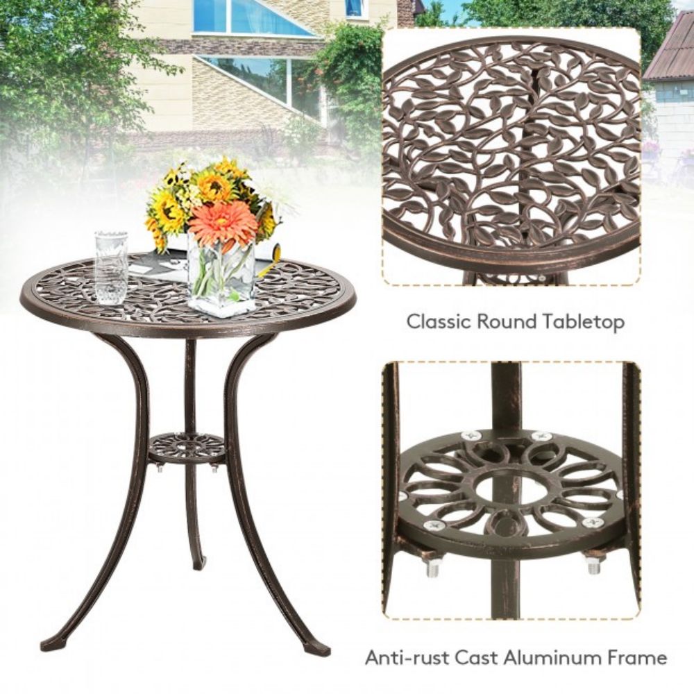 3-Piece Cast Aluminum Round Outdoor Bistro Set
