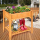 8 Grids Wood Elevated Garden Planter Box Kit with Liner and Shelf (1-Pack)