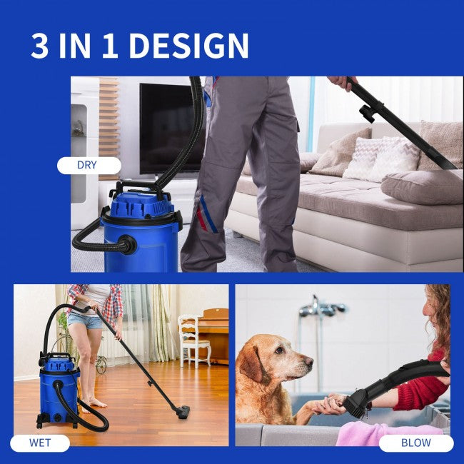 SUGIFT 3 in 1 6.6 Gallon 4.8 Peak HP Wet Dry Vacuum Cleaner with Blowerm,Blue
