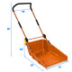 58 in. Steel Handle Plastic Folding Snow Shovel Pusher Scoop in Orange with Wheels