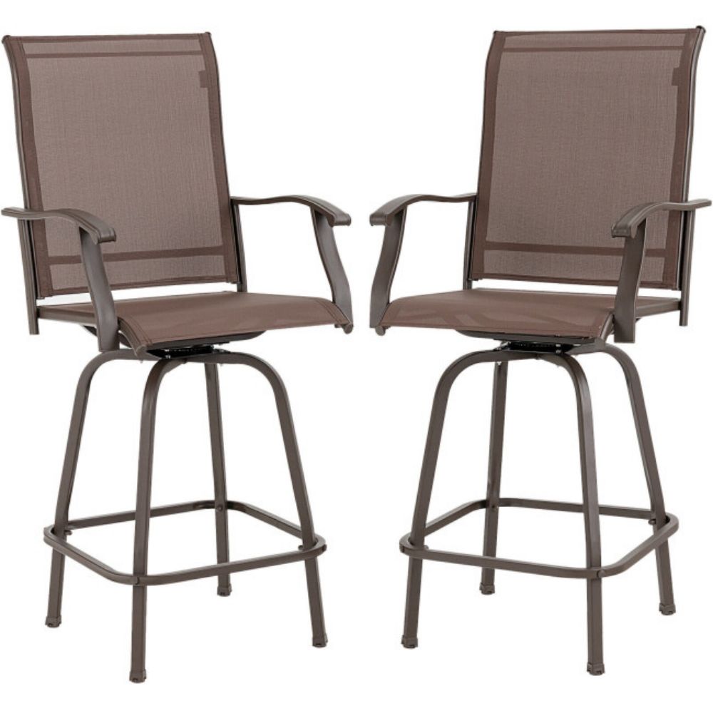 2-Piece Metal 360¡ã Rotation Swivel Outdoor Bar Stool Set