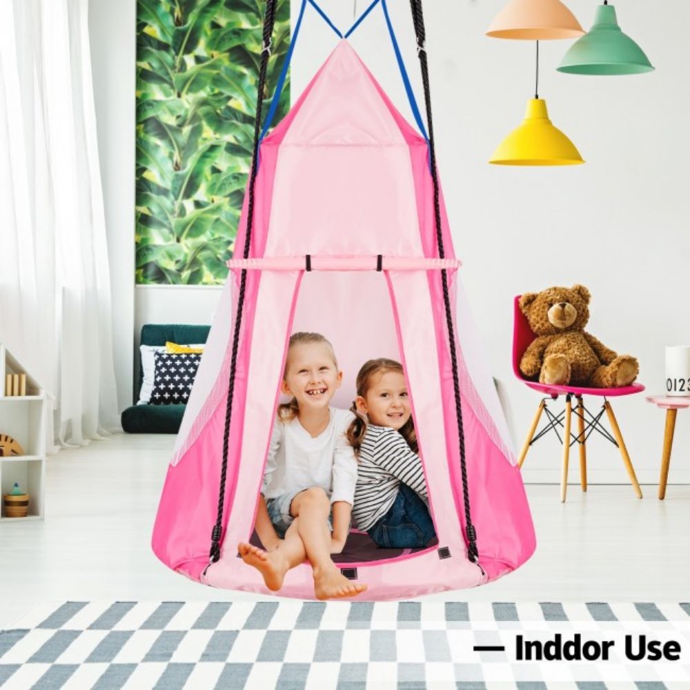 swing tent Outdoor 2-in-1 Kids Pink Hanging Chair Detachable Sling Patio Swing Te – SUGIFT