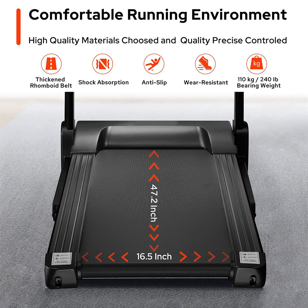Multi-Functional Folding Treadmills for Home with Manual Incline 2.5HP Portable Electric Foldable Treadmills with Updated Display 242 lb Bearing Weight Built-in MP3 Speaker