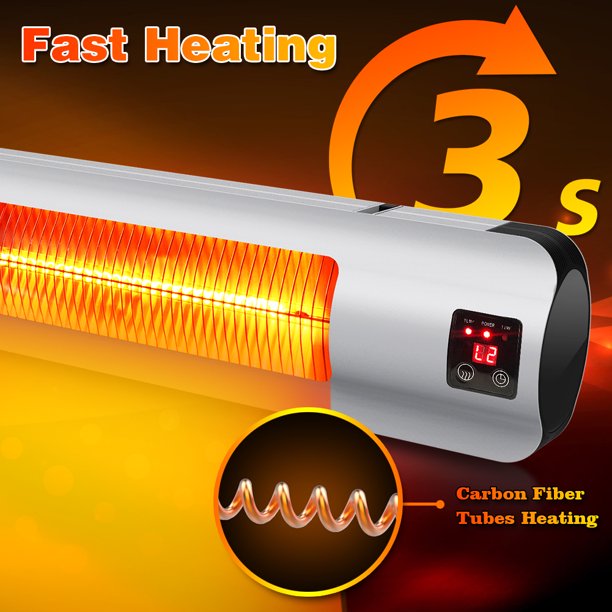 SUGIFT Wall Mounted Outdoor Heater Electric Infrared Patio Heater Infrared Space Heater for Backyard 45 Adjustment Waterproof 3 Power Setting