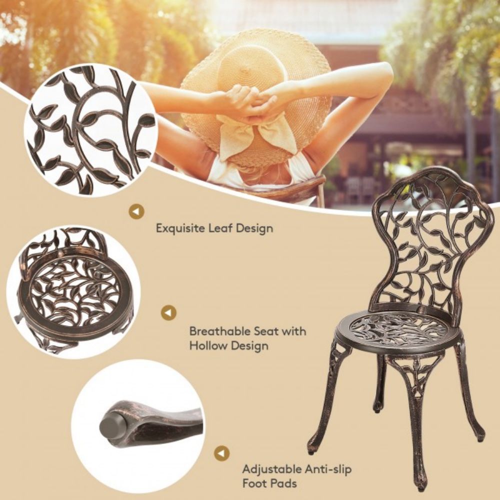 3-Piece Cast Aluminum Round Outdoor Bistro Set