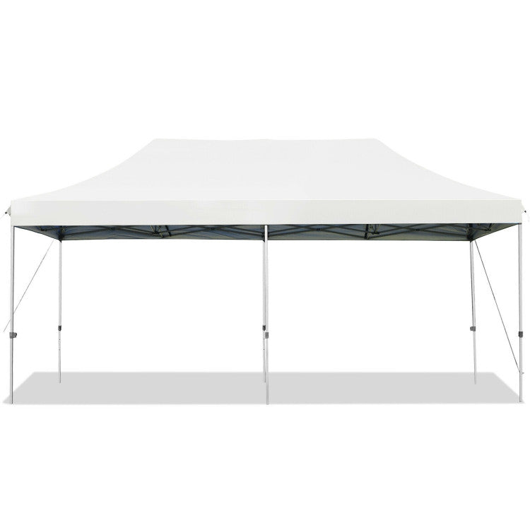 10 ft. x 20 ft. White Adjustable Folding Heavy-Duty Sun Canopy Pop Up Tent with Carrying Bag
