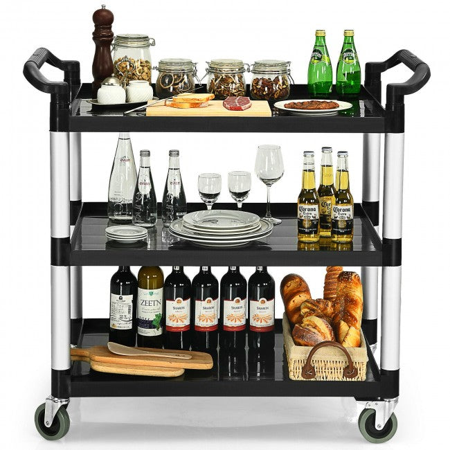 SUGIFT 3-Shelf Utility Service Cart Aluminum Frame 490lbs Capacity with Casters