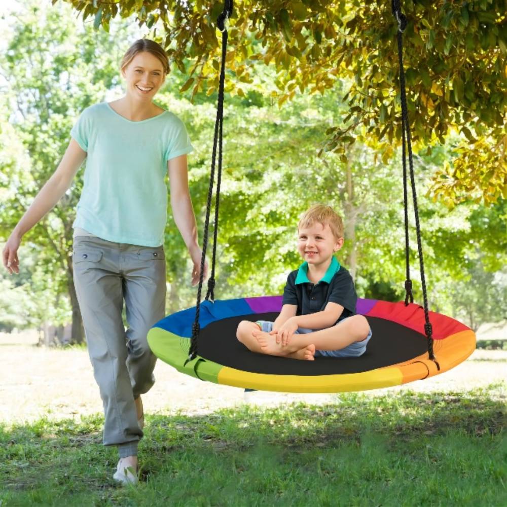 40 in. Rainbow Flying Saucer Swing with 2 Hanging Straps