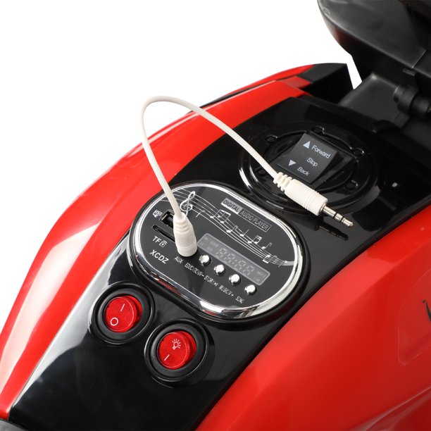 SUGIFT 6V Kids Ride On Motorcycle with Headlights, Battery-Powered 3-Wheel Bicycle - Red