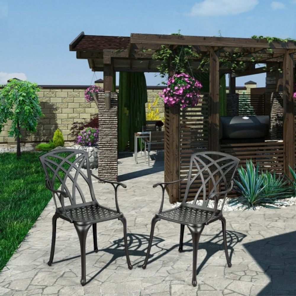 Aluminum Outdoor Dining Set of Patio Bistro Chairs (2-Pack)