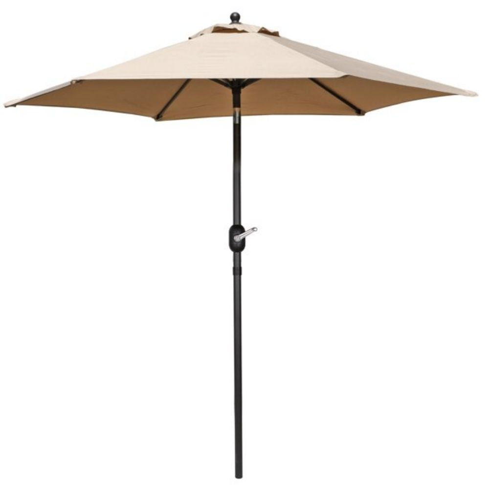 7.5 ft. Metal Outdoor Market Crank and Tilt Patio Umbrella in Beige