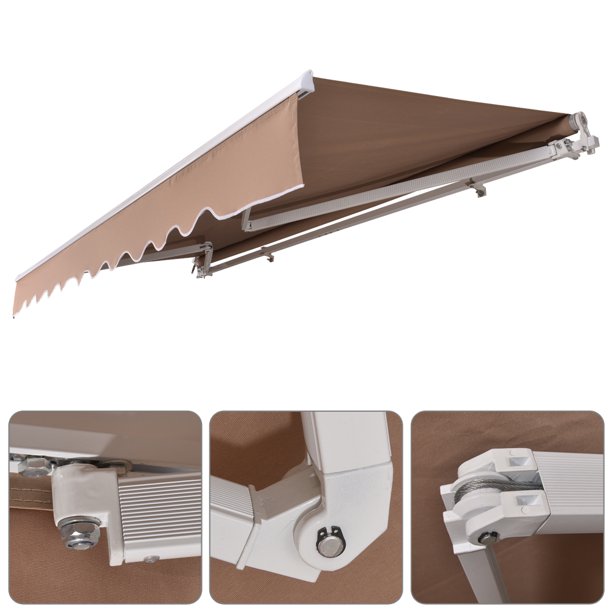 Luobod 13x8ft Retractable Patio Awning, Sun Shade Awning Cover, Sandy Color