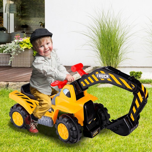 SUGIFT Kids Ride On Construction Excavator with Safety Helmet