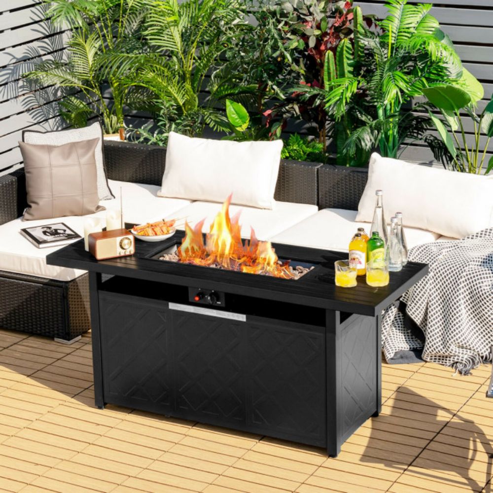 57 in. Steel Outdoor Rectangular Propane Fire Pit Table