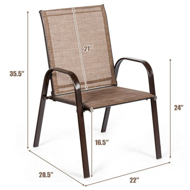 2 Pieces Dining Chair Patio Outdoor Dining Chair with Armrest