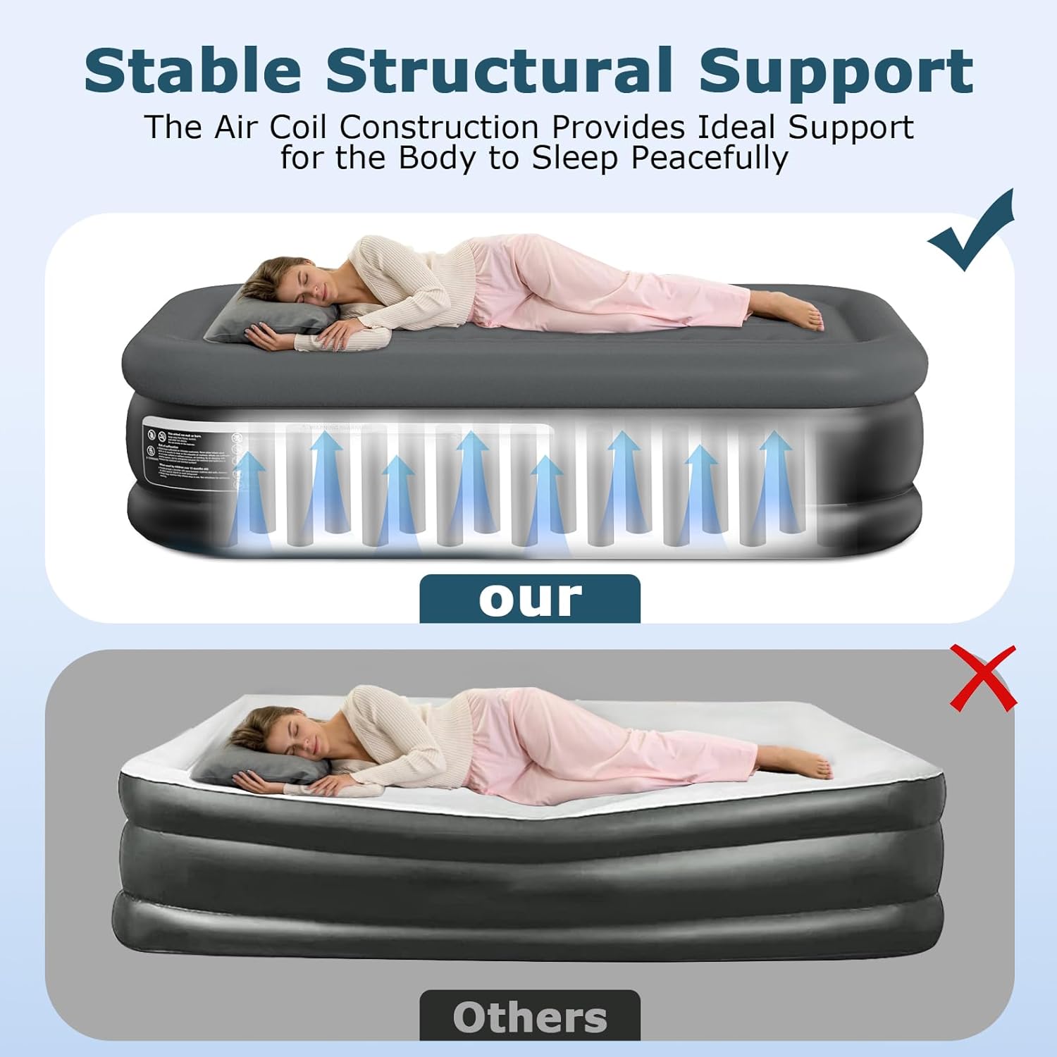 Air Mattress Queen with Built in Pump, Deluxe Blow Up Mattress, Durable Queen Air Mattress with Built in Pump