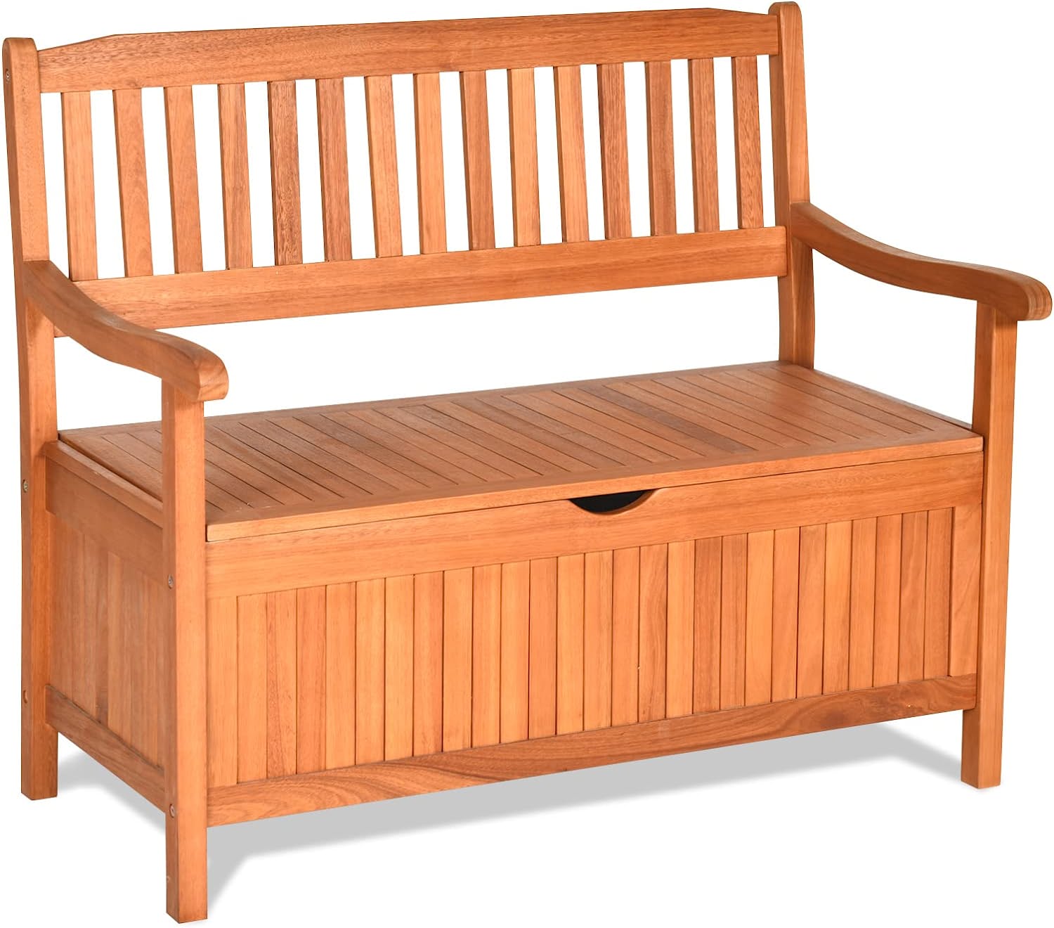 33 Gal. Brown Solid Wood Outdoor Storage Bench Deck Box Patio Storage Loveseat