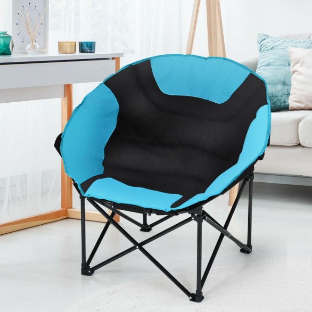 Folding Moon Steel Camping Patio Chair with Carrying Bag
