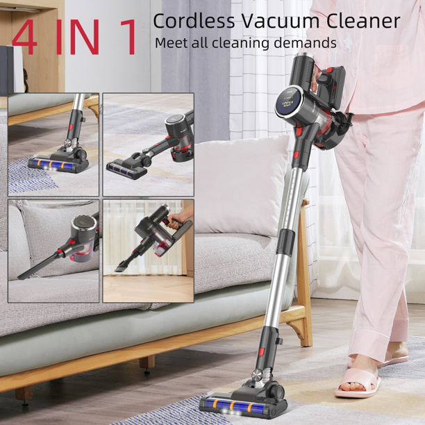 SUGIFT Vacuum Cleaner, 4-in-1 Lightweight Stick Vacuum Cleaner with LED Display, Professional Grade, Red & Blue