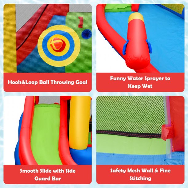 14 ft Inflatable Bounce House Blow Up Water Slide Bounce House with 740 W Blower