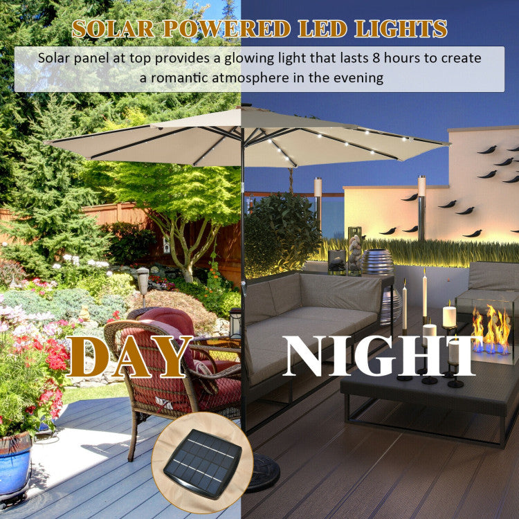 10 ft patio solar umbrella with crank and led lights 10 ft. Steel Market Tilt Patio Solar Umbrella with LED Lights and Cran – SUGIFT