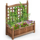 30 in. x 25 in. Wood Planter Raised Beds Outdoor Solid Free Standing with Trellis