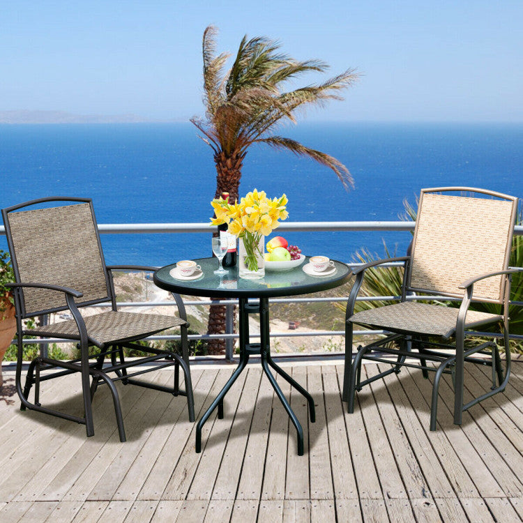 2-Person Brown Metal Outdoor Glider Chairs