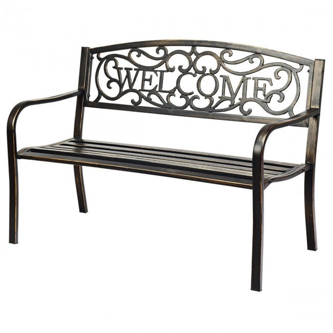 SUGIFT Garden Bench with Elegant Bronze Finish and Durable Metal Frame,Bronze
