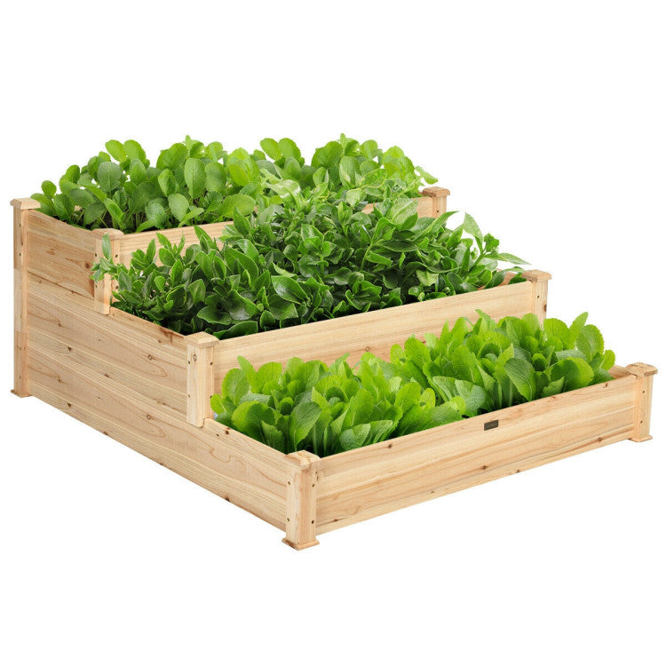 SUGIFT 3 Tier Elevated Wooden Vegetable Garden Bed