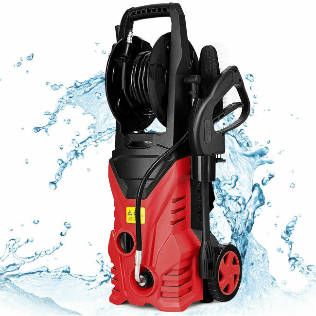 SUGIFT Electric Portable High Pressure Washer with Hose Reel,2030PSI Washer Cleans Cars/Fences/Patios,Red