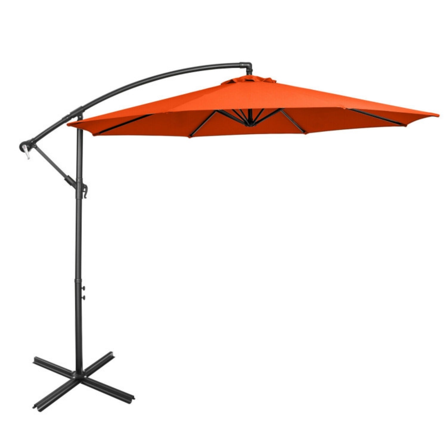 SUGIFT 10 Feet Offset Umbrella with 8 Ribs Cantilever and Cross Base,Orange