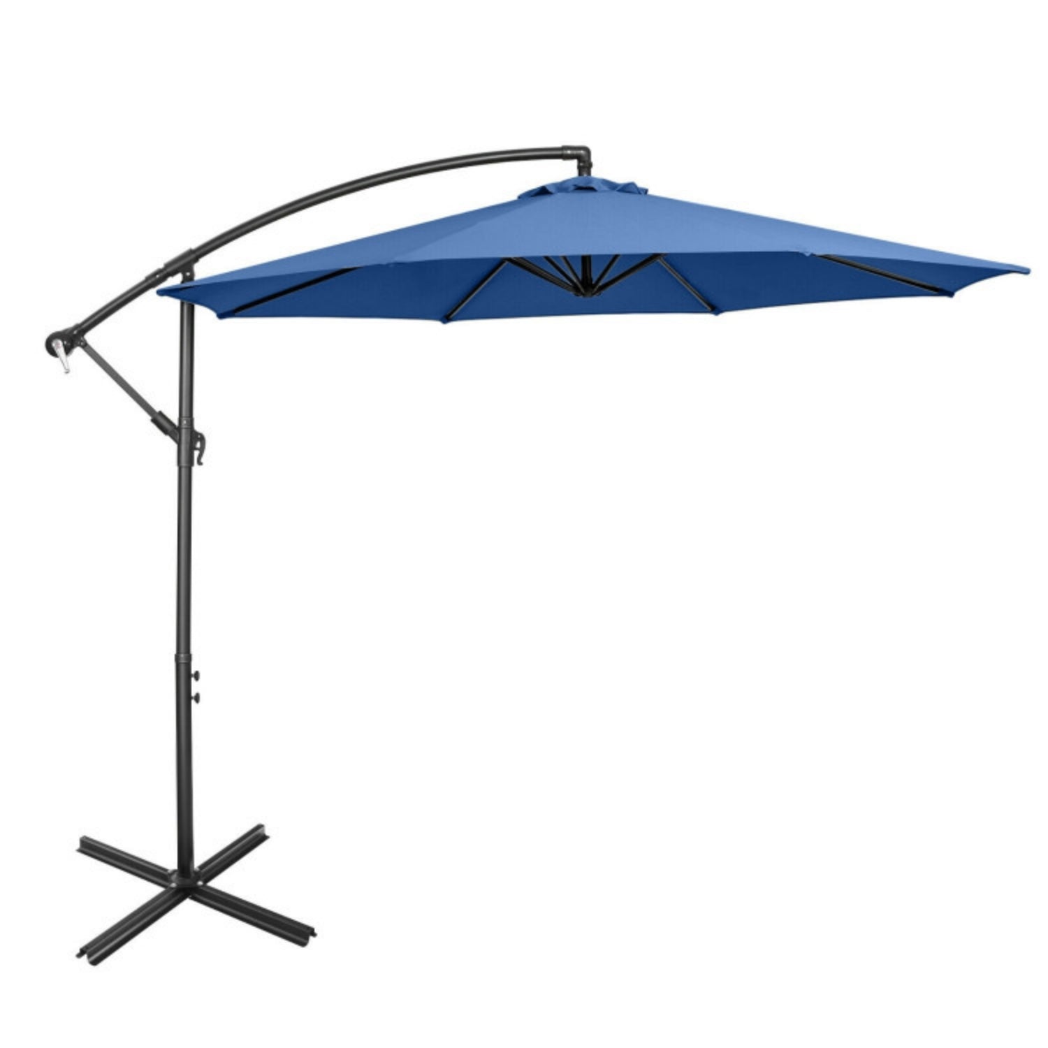SUGIFT 10 Feet Offset Umbrella with 9 Ribs Cantilever and Cross Base,Blue