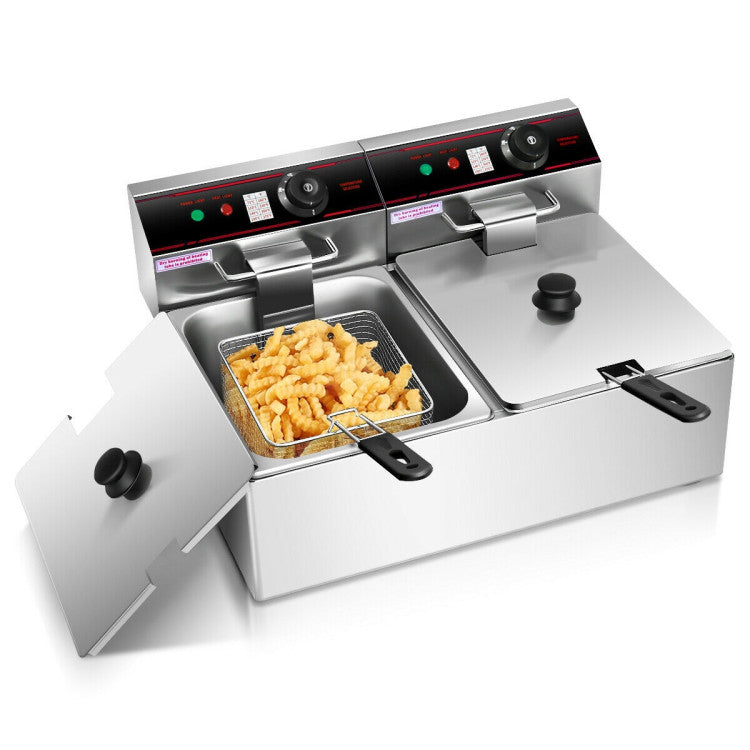 SUGIFT 3400W Dual Tank Electric Countertop Deep Fryer