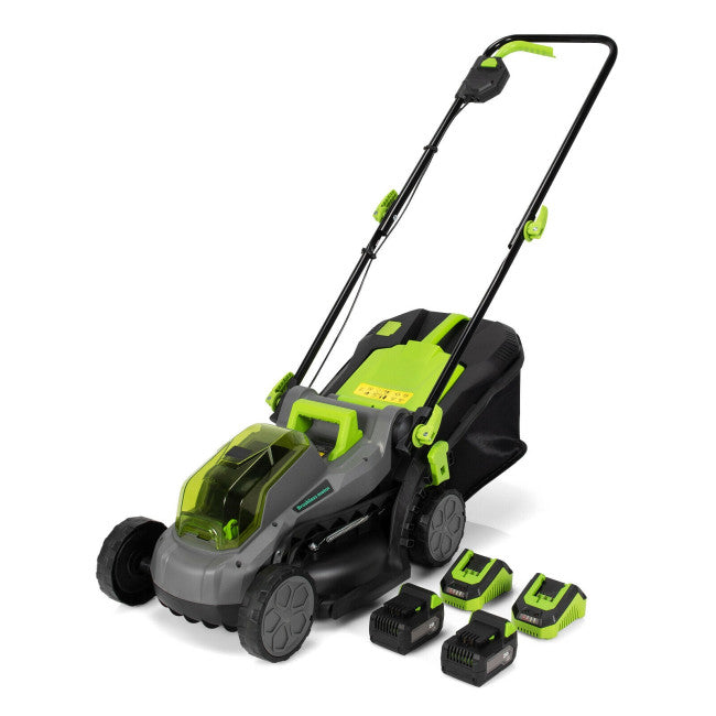 SUGIFT 13 Inch Cordless Lawn Mower with Brushless Motor, 4Ah Power Share Battery and 30L collection bag,Green