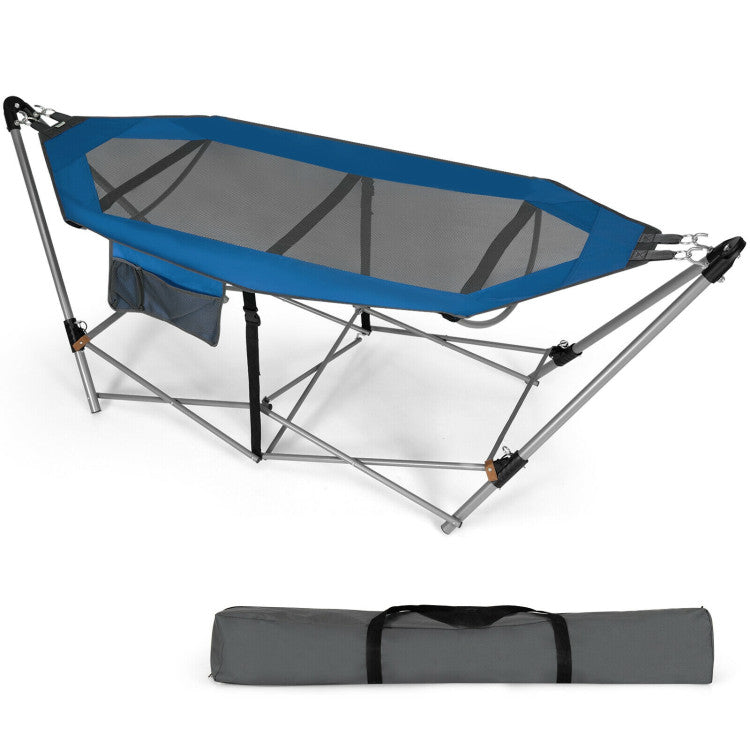 SUGIFT Portable Folding Hammock with Hammock Stand Blue