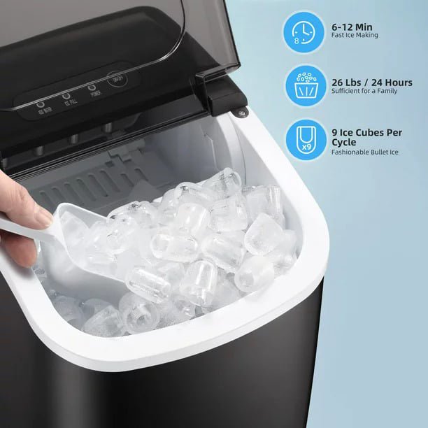 SUGIFT Countertop Ice Maker, Makes 26 lbs of Ice in 24 Hours